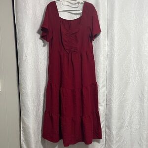 BloomChic Rich Red Midi Dress